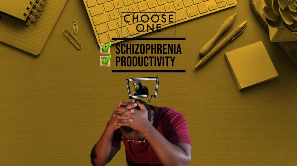 An image of maf trying to Overcome the voices in his head